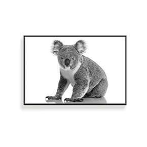 Framed Canvas Wall Art for Living Room, Bedroom Black and White Cute Wild Animals Canvas Prints for Home Decoration Ready to Hanging - 16x24 inches