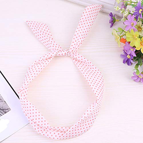 Wired Headband Scarf for Women, Retro Polka Dot Twist Bow Head Wrap Hair Holder Hair Accessory
