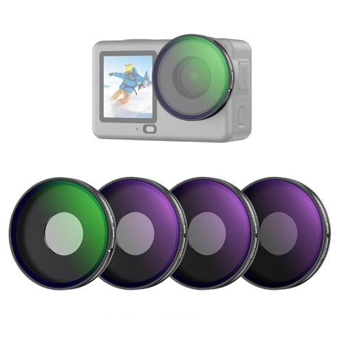 NEEWER CPL + ND Filter Set Compatible with DJI Osmo Action 6 Only, 4 Pack ND8/16/32 Adjustable Circular Polarizing, Lens Polarizer, Screw On Multicoated Action Camera Photography Accessories, FL-B100