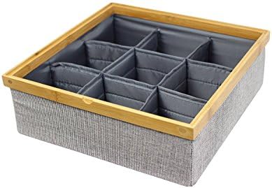 Twill Stackable Closet Tray 9-Dividers Drawer and Closet Storage Bin