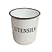 Vintage White Enamel Utensil Canister Jar Farmhouse Decor