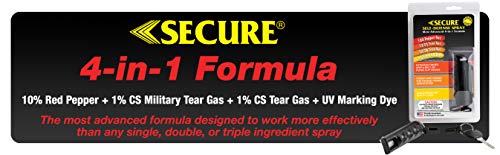 Pepper Defense (4 Pack) 4-in-1 OC Pepper Spray, CS/CN Tear Gas, UV Dye, Black Grip Holster, Belt Clip, Key Chain - Max Strength Police Grade Formula - Emergency Weapon Personal Safety and Protection