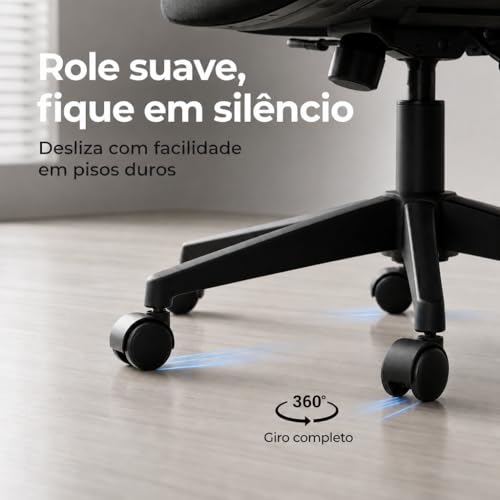 ITS Imports Cadeira de Escritório Presidente Ergonômica Preta Encosto Mesh Reclinável 135 Graus Cadeira Giratória com Apoio de Cabeça Braços Ajustáveis Suporte Lombar Alta Densidade Confortável