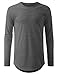 URBANCREWS Mens Hipster Basic Longline Long Sleeve Crewneck T-Shirt Charcoal, XL