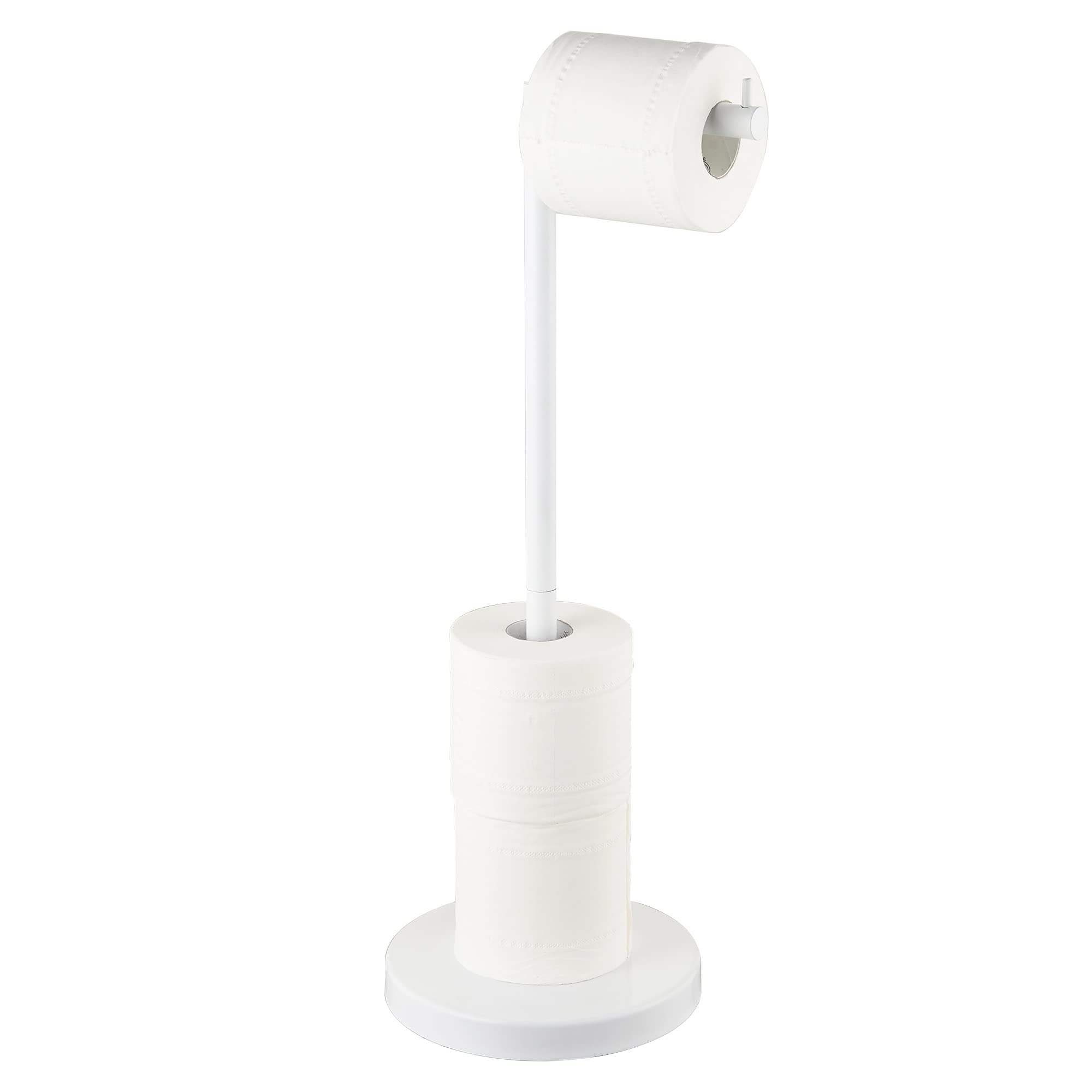 Photo 1 of MARMOLUX ACC Free Standing Toilet Paper Holder Stand with Storage for 4 Rolls of Toilet Tissue for Bathroom, Stainless Steel Luxury Modern White Finished 1pc