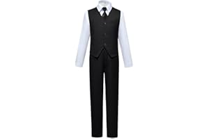 Visaccy Boys Formal Suit Slim Fit Dress Clothes Ring Bearer Outfit Tuxedo Suits,Adjustable Waist
