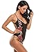 Zeagoo Women Sexy Rose Embroidery Spaghetti Straps Backless Bodysuit Romper