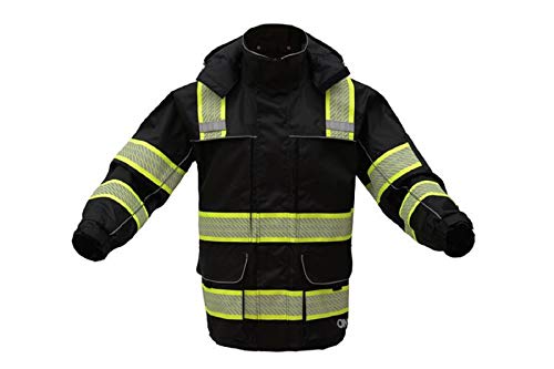 3-IN-1 Performance Winter Parka Jacket with Reflective Tape - Removable Safety Hi Vis Hoodie - High Visibility Jackets for Men or Women (Medium, Black)