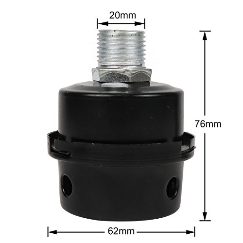BBT Air Compressor Intake Filter, 2 Pcs 20mm Thread Metal oil-less Air Compressor Air Filter Silencer Noise Muffler (1/2"PT 20mm)