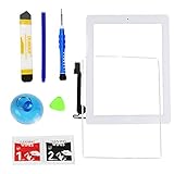 Monstleo Touch Screen Digitizer Assembly for White iPad 4 Model A1458, A1459, A1460 + Home Button,Adhesive Tape and Tools