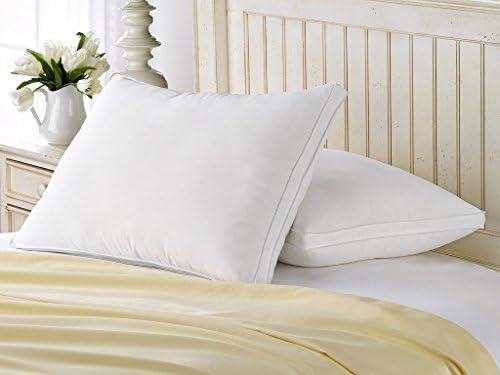 SOFT French Country King Size Bed Pillows- 2 Pack White Hotel Pillows- Gel Fiber Filled SOFT Gel Pillows with Hypoallergenic Gusset Cover- Best Pillow For Stomach Sleepers