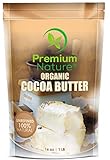 Organic Pure Raw Cocoa Butter - 16 oz Unrefined Natural Vegan Cacao Bar Anti Aging Body Lotion Pregnancy Belly Stretch Mark Cream Eczema Skin Care Soap Making Coco Lip Balm Stick Base...