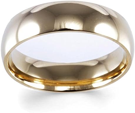 6mm High Polished Traditional Classic Domed Gold Tone Titanium Wedding Band - Size 13