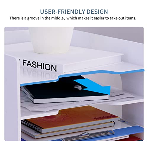 Natwind 4Tier Office White Desktop Organizer Paper File Rack with