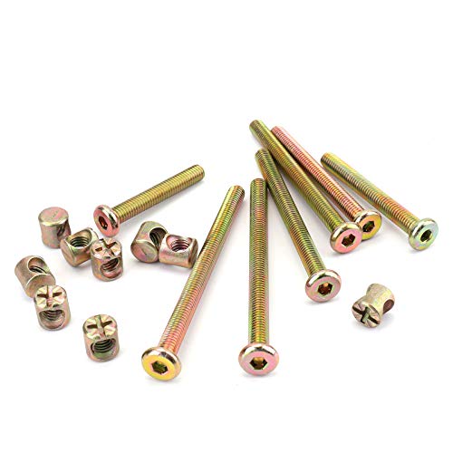 Yarlung 100 Pieces Hex Bolts Barrel Nuts Replacement Kit, M6 x 40/50/60