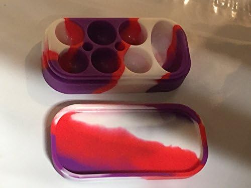 Multi compartment Silicone Concentrate Container Non stick Large Lego Slick Oil Wax Cream Jar Dab 6+1 7 In 1 Solid And Multi colors (Purple White Red)