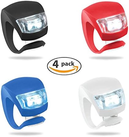 4 Pack Bicycle Light Front and Rear Silicone LED Bike Light Set, Bicycle Headlight and Tail light, Waterproof &amp; Safety Road Lamp, Mountain Bike Lights Battery Operated