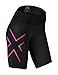 2xu Womens Mid-rise Athletic Compression Shorts, Black/cerise Pink, Medium