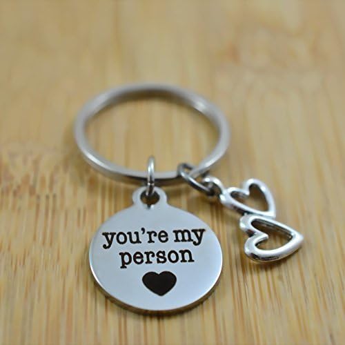 You're My Person Key Chain, Double Heart Charm Keychain, You Are My Person, Gift for Her & Him, Couples, Father Mother Daughter Sisters Brother Friends, Valentines Birthday Anniversary Christmas