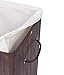 BirdRock Home Square Laundry Hamper with Lid and Cloth Liner - Bamboo - Espresso - Easily Transport Laundry Basket - Collapsible Hamper - String Handles