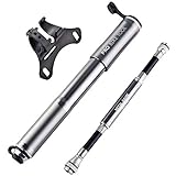 Pro Bike Tool Mini Bike Pump with Gauge, Presta and Schrader Valve Compatible Bicycle Tire Pump for Road, Mountain and BMX Bikes, High Pressure 120 Psi, Mount