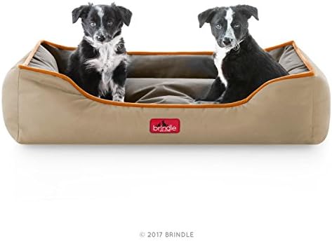 BRINDLE Waterproof Bolster Dog Bed with Reversible Color Design - Durable Indoor or Outdoor Pet Bed - Machine Washable - Soft Fiber Filled - Medium - Hunter Brown