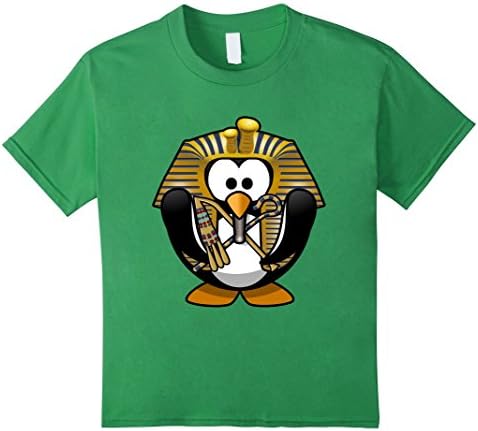 Kids Pharaoh King Tut Penguin Shirt Ancient Egyptian T-Shirt 8 Grass