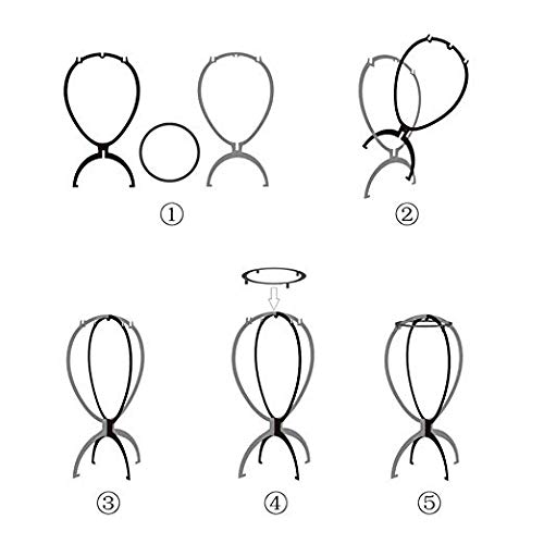 Wig Stand, 3 Pack Short Wig Stands for Wigs,14.2 Inch Wig Stand Holder,Portable Collapsible Wig Dryer,Wig Stands for Hats and Hairpieces - For Home, Salon and Travel (Black)