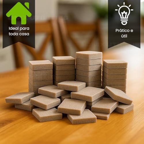 Kit 50 Feltro Adesivo Protetor para Pé de Cadeira, Sofá e Móveis Pesados Proteção e Durabilidade Ideal, Antideslizante Quadrado