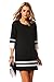 Halife Women's Elegant 3/4 Sleeve Crewneck Contrast Color Straight Shift Dress (XXL, Black)