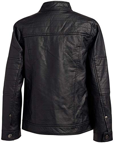 Urban Republic Big Boys' Faux Leather Moto Jacket with Zips 10/12 Black