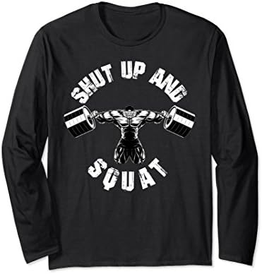 Unisex Shut'-Up And-Squat',Men,Workout',Gym',Long Sleeve Shirt 2XL Black