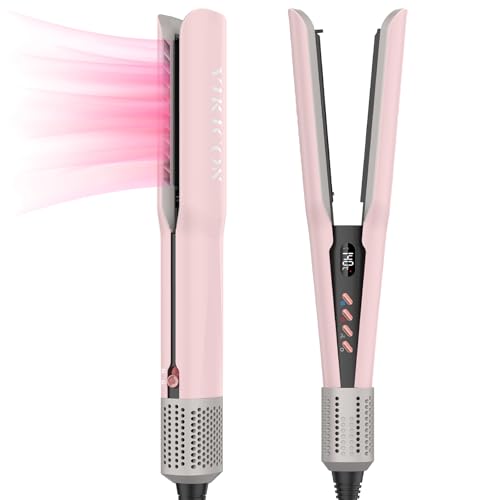 VIKICON Air Hair Straightener, Professional Ion Air Straightener without Heating Plates, Straighteners Curls and Straightens for Medium to Long Hair, Gentle Hair, Less Hair Breakage, More Shine, Light