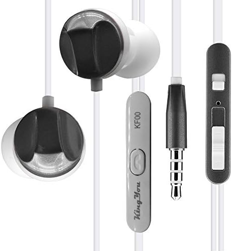 Kingyou Earphone Headphone earbud High Definition in ear with microphone and volume control -KF00 Grey