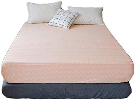 PinkMemory King Fitted Sheet Pink Peach Cotton Fitted Bed Sheet with 18inches Deep Pocket All-Around Elastic 100% Cotton