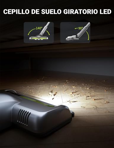 kalado Aspiradora Inalámbrica 26KPa, 6 En 1 Aspirador Vertical Antienredos 250W, Pantalla LED, 40 min Aspirador De Mano Silencioso,Batería Extraíble, Apto para Suelos Duros/Alfombras/Pelo De Mascotas