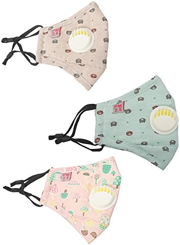 WEMORE 3-Pack PM 2.5 Children Cartoon Masks Reuseable Dustproof Antibacterial Mouth Mask with Exhale Valves