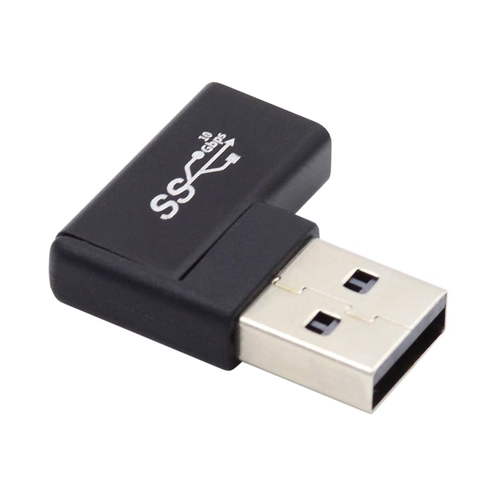 cablecc 90 Degree Horizontal Right Angled Female USB-C Type C to A Male USB 3.0 Data Charge Adapter Flat for Laptop Desktop