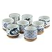 T4U 3 Inch Ceramic Succulent Planter Pots with Bamboo Tray Set of 8, Japanese Style Porcelain Handicraft as Gift for Mom Sister Aunt Best for Home Office Restaurant Table Desk Window Sill Decoration