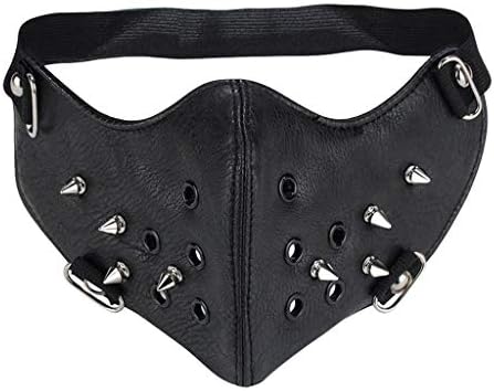 FraftO Unisex Mask,Punk Metal Rivet Mask Personality Locomotive Mask Mouth Mask Hallowin Mask for Women and Men