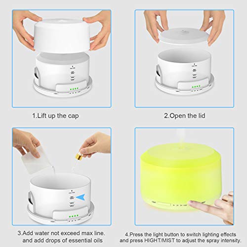 Neloodony Essential Oil Diffuser, 450ml Aromatherapy Diffusers for