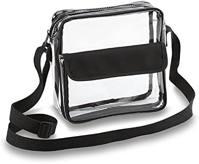 Clear See Through Cross-Body Messenger Bag w Adjustable Strap, NFL Stadium Approved Clear Purse