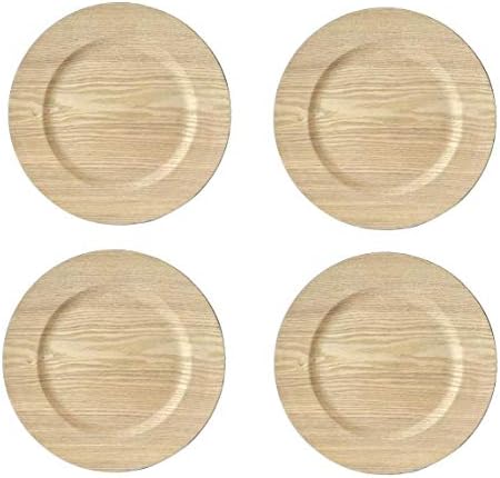KIG Exclusives Wood Print Design 13" Round Charger Plate Set of 4
