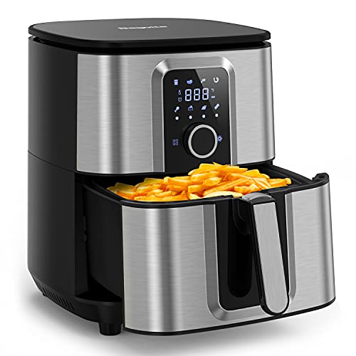 Bagotte Air Fryer, Stainless Steel Electric Hot Air Fryers Oven, 5.8QT