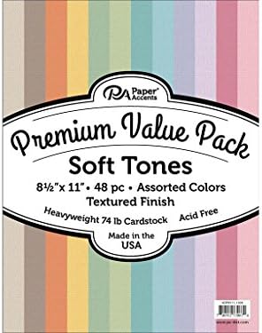 Accent Design Paper Accents Premium Cdstk Pk 48pc AST Texturd Cardstock 8.5x11 Textured SoftTones, 8.5" x 11"