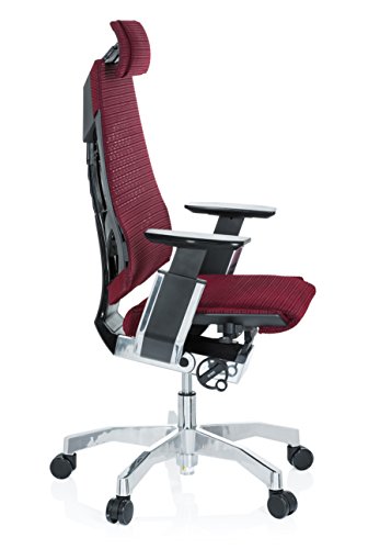 HJH-Office-652603-Sedia-Executive-Genidia-PRO-Tessuto-di-Rete-Bordeaux-Sedia-da-Ufficio-ergonomica-Cromato