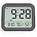 KUCOOLE Small Battery Operated Digital Alarm Clocks for Bedrooms, Simple Travel Alarm Clock with Indoor Thermometer, Hygrometer, Snooze, Dual Alarm, Loud Buzzer – Black