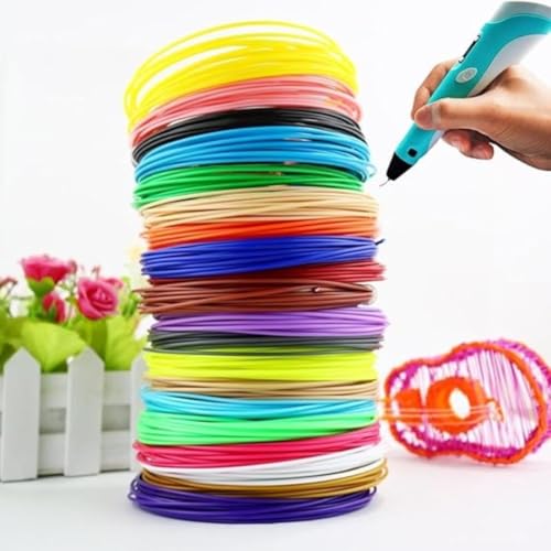 Kit Filamento PLA para Caneta 3D – 20 Cores Sortidas 1,75mm | 100 Metros Total | Refil Compatível com Caneta 3D e Impressoras 3D | Material PLA para Desenho, Modelagem e Projetos Criativos