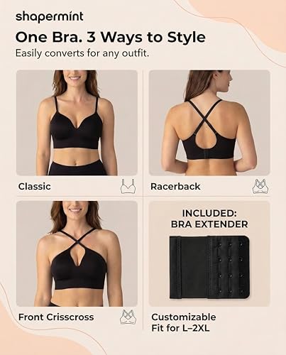 SHAPERMINT Seamless Wireless Bras for Women Full Support - Comfortable Bralette with Lift - Push Up Bra