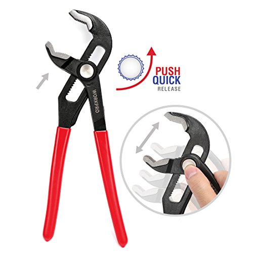 WORKPRO 10inch Rapid Adjustment Water Pump Pliers, Push Button Tongue